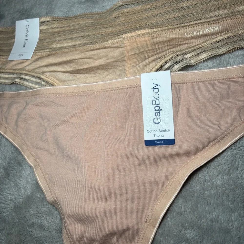 Calvin Klein GapBody Thong Panty Bundle Nude Tan Small NWT 2 Pack